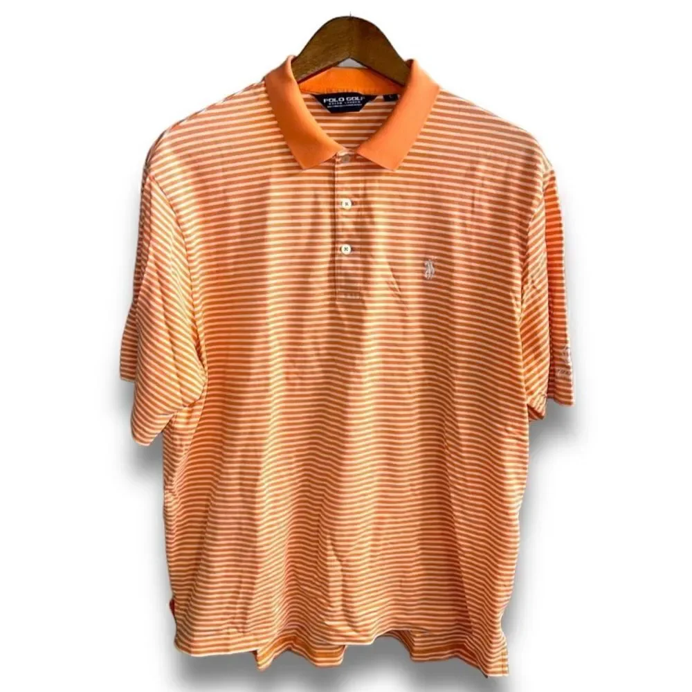 Orange & White Polo Ralph Lauren Golf 100% Pima Cotton Polo Size L